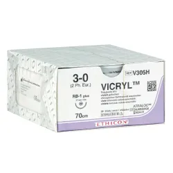 Vicryl, Ethicon ongekleurd gevlochten |  | 1,5 | 4/0 | 0,45 m